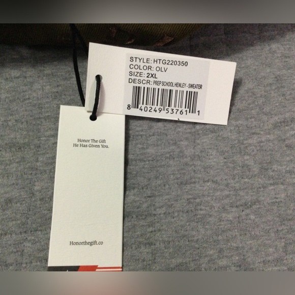 Honor the Gift Olive Prep School Henley Sweater Men’s Size XXL - Picture 7 of 8